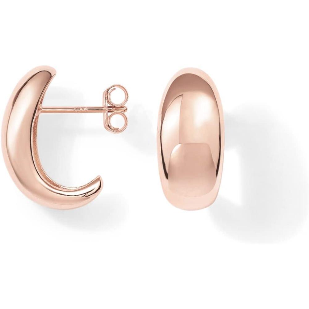 imagePAVOI 14K Gold Plated 925 Sterling Silver Post Huggie Earrings Gold Dome Huggie Hoop Earrings for WomenRose Gold