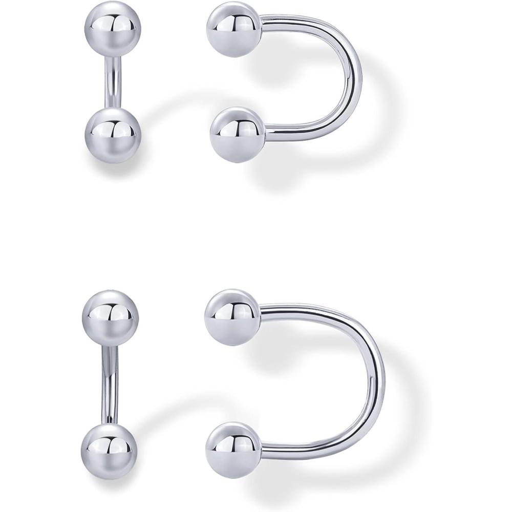 imagePAVOI 14K Gold Plated 925 Sterling Silver Posts Double Half Huggie Earring Jacket Pack for Women  Gold Statement Loop Hoop Earring Set  Heart Ball Cubic Zirconia Screwback StudsBall