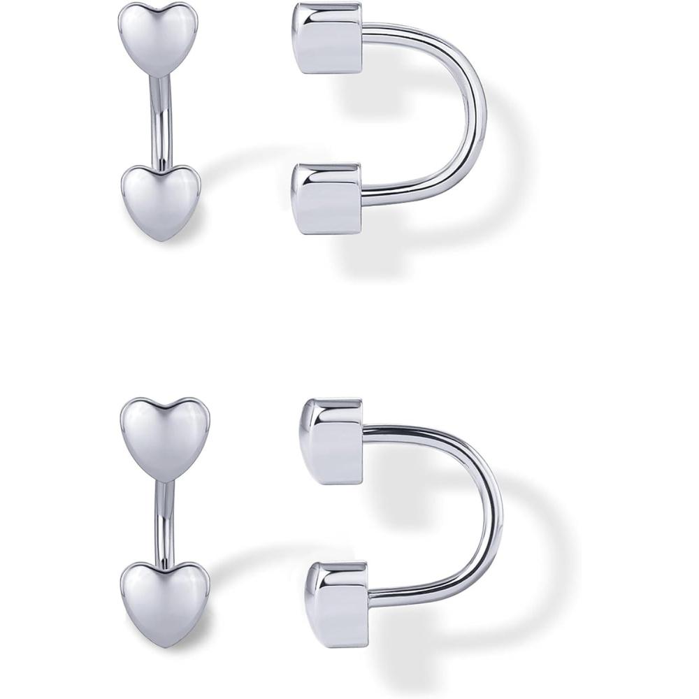 imagePAVOI 14K Gold Plated 925 Sterling Silver Posts Double Half Huggie Earring Jacket Pack for Women  Gold Statement Loop Hoop Earring Set  Heart Ball Cubic Zirconia Screwback StudsHeart