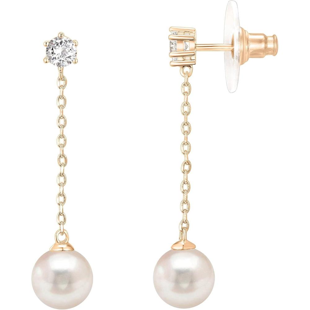 imagePAVOI 14K Gold Plated 925 Sterling Silver Posts Shell Pearl Dangle Drop Earrings  Bridal Pearl Earrings for WomenSingle Pearl