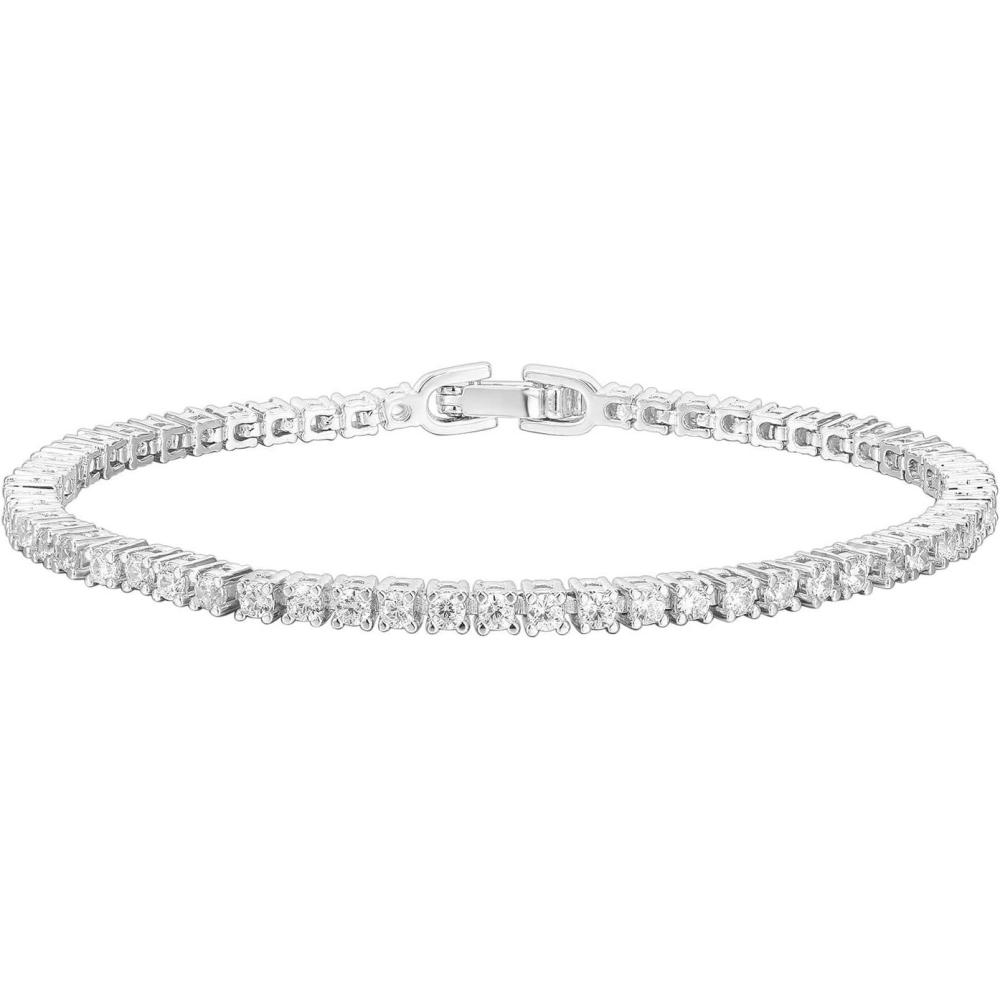 imagePAVOI 14K Gold Plated Cubic Zirconia Classic Tennis Bracelet  Gold Bracelets for Women  2mm CZ Size 6575 InchWhite Gold