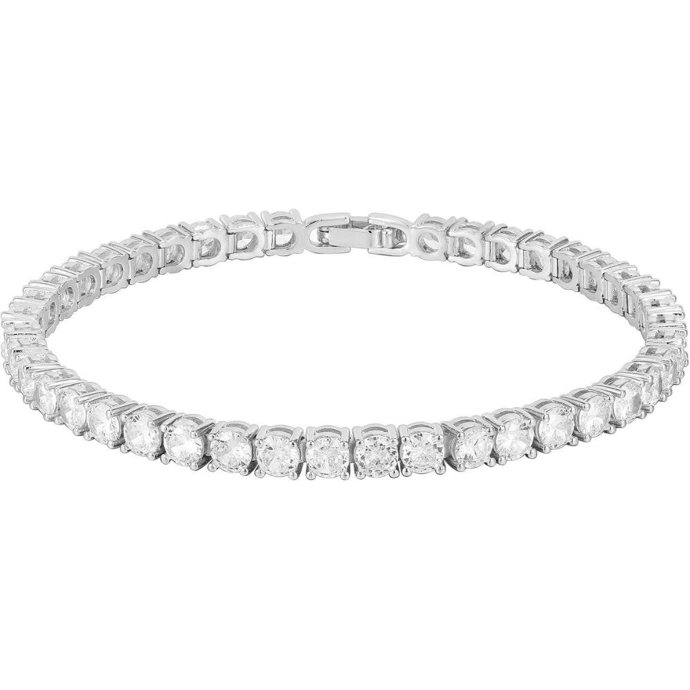 imagePAVOI 14K Gold Plated Cubic Zirconia Classic Tennis Bracelet  Gold Bracelets for Women  4mm CZ Size 6575 InchWhite Gold