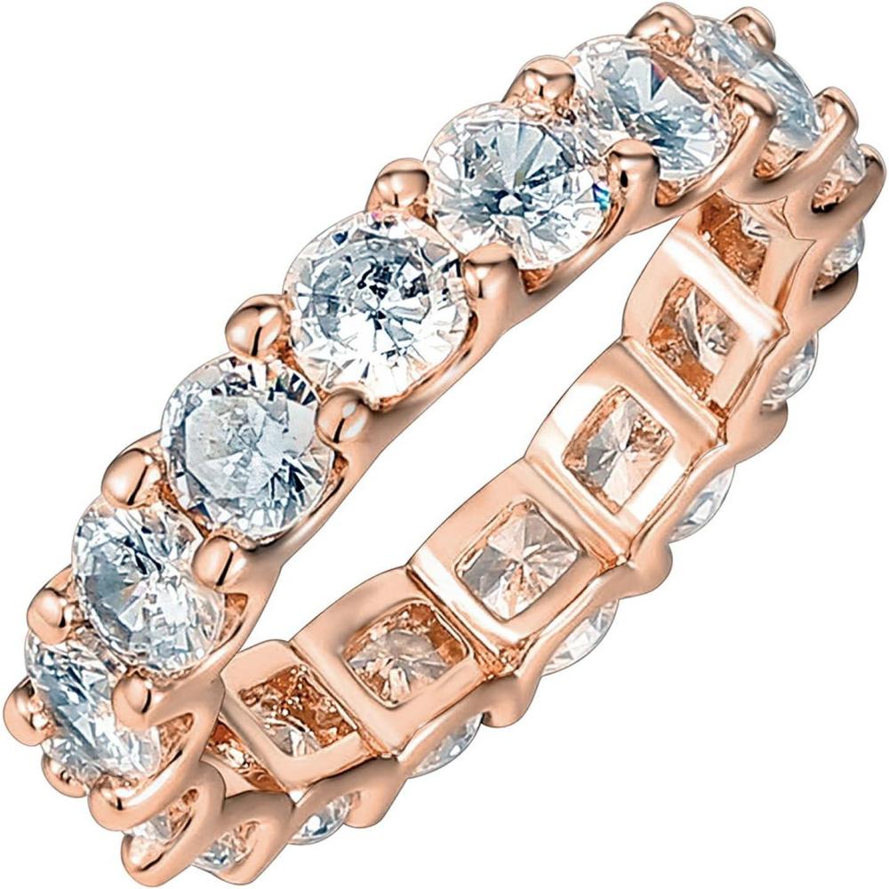 imagePAVOI 14K Gold Plated Cubic Zirconia Love Rings  4mm Stackable for WomenRose Gold