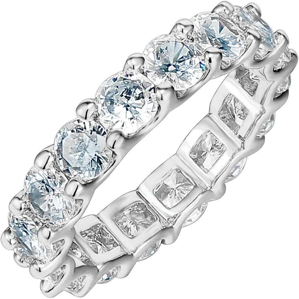 imagePAVOI 14K Gold Plated Cubic Zirconia Love Rings  4mm Stackable for WomenWhite Gold