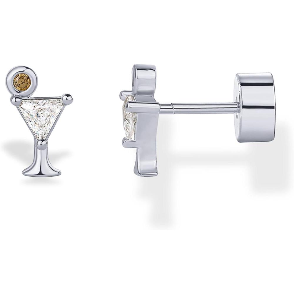 imagePAVOI 14K Gold Plated Dainty Flat Back Earrings for Women Hypoallergenic 925 Sterling Silver Posts Helix Cartilage Piercing Jewelry Emoji Motif Bow Celestial Flatback Gold Stud Earrings Screw BackMartini