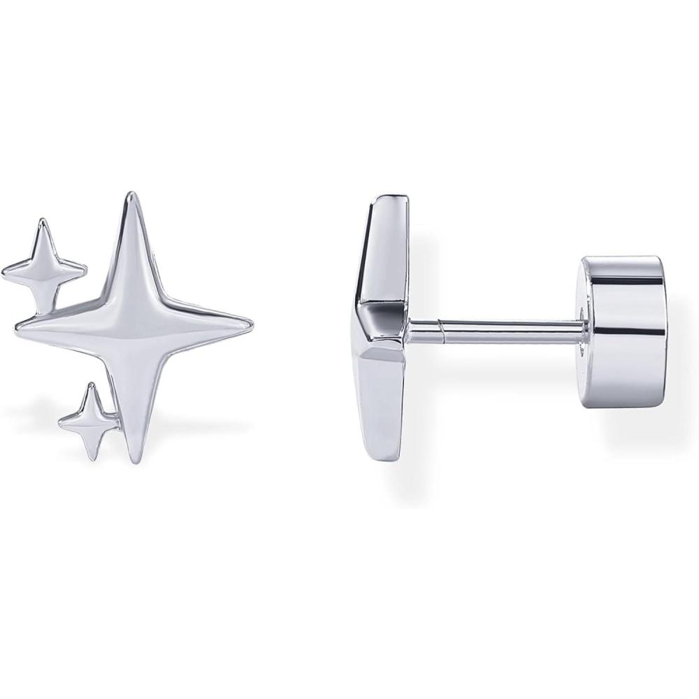 imagePAVOI 14K Gold Plated Dainty Flat Back Earrings for Women Hypoallergenic 925 Sterling Silver Posts Helix Cartilage Piercing Jewelry Emoji Motif Bow Celestial Flatback Gold Stud Earrings Screw BackSparkle