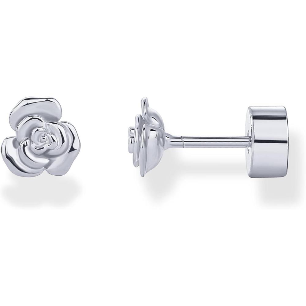 imagePAVOI 14K Gold Plated Dainty Flat Back Earrings for Women  Hypoallergenic 925 Sterling Silver Posts Helix Cartilage Piercing Jewelry  Emoji Motif Bow Celestial Flatback Gold Stud Earrings Screw BackRose