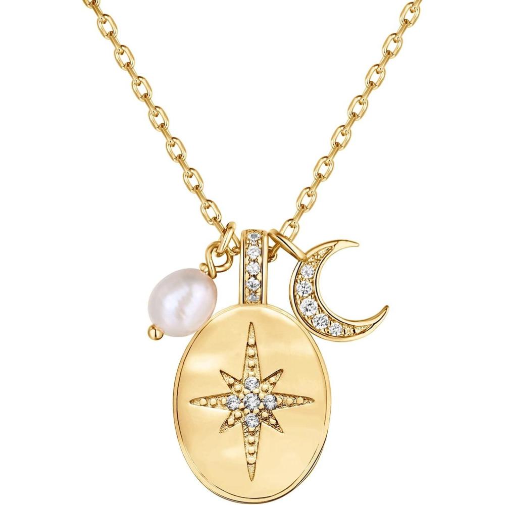 imagePAVOI 14K Gold Plated Engraved Coin Pendant Necklaces for Women  Byzantine Coin Pendants  Bohemian NecklaceYellow Gold