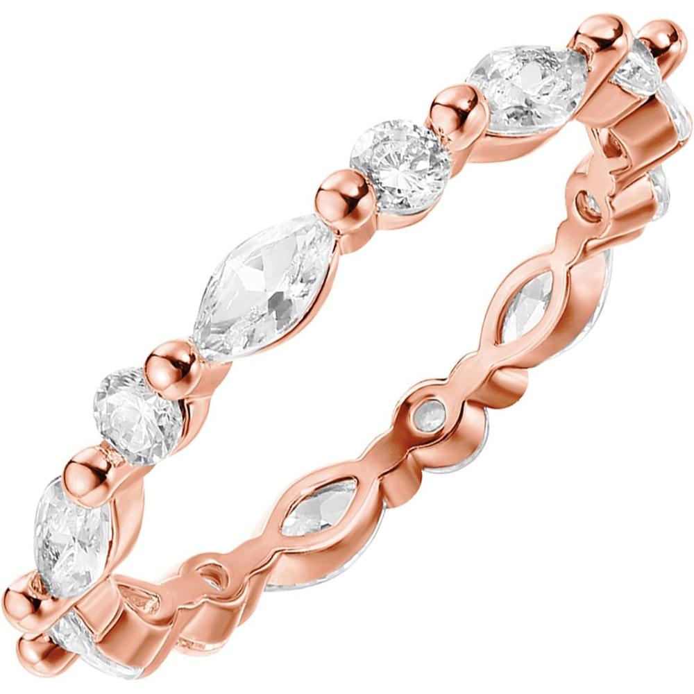 imagePAVOI 14K Gold Plated Rings Cubic Zirconia Love  25mm Stackable Rings for WomenRose Gold