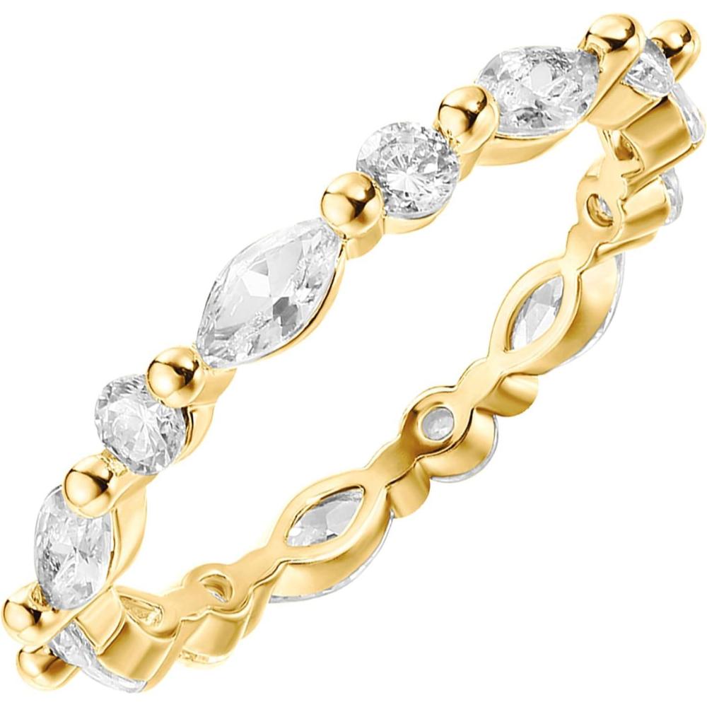 imagePAVOI 14K Gold Plated Rings Cubic Zirconia Love  25mm Stackable Rings for WomenYellow Gold