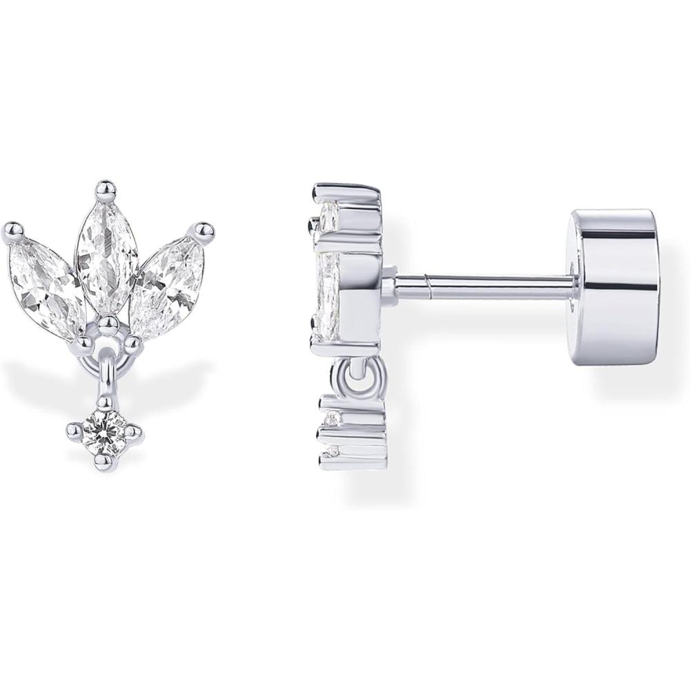 imagePAVOI 14K Gold Plated Sentimental Dangle Flat Back Earrings for Women  Helix and Cartilage Pearl Cluster Triangle Lotus Pear Marquise Cubic Zirconia Screw Back Earring PairLotus