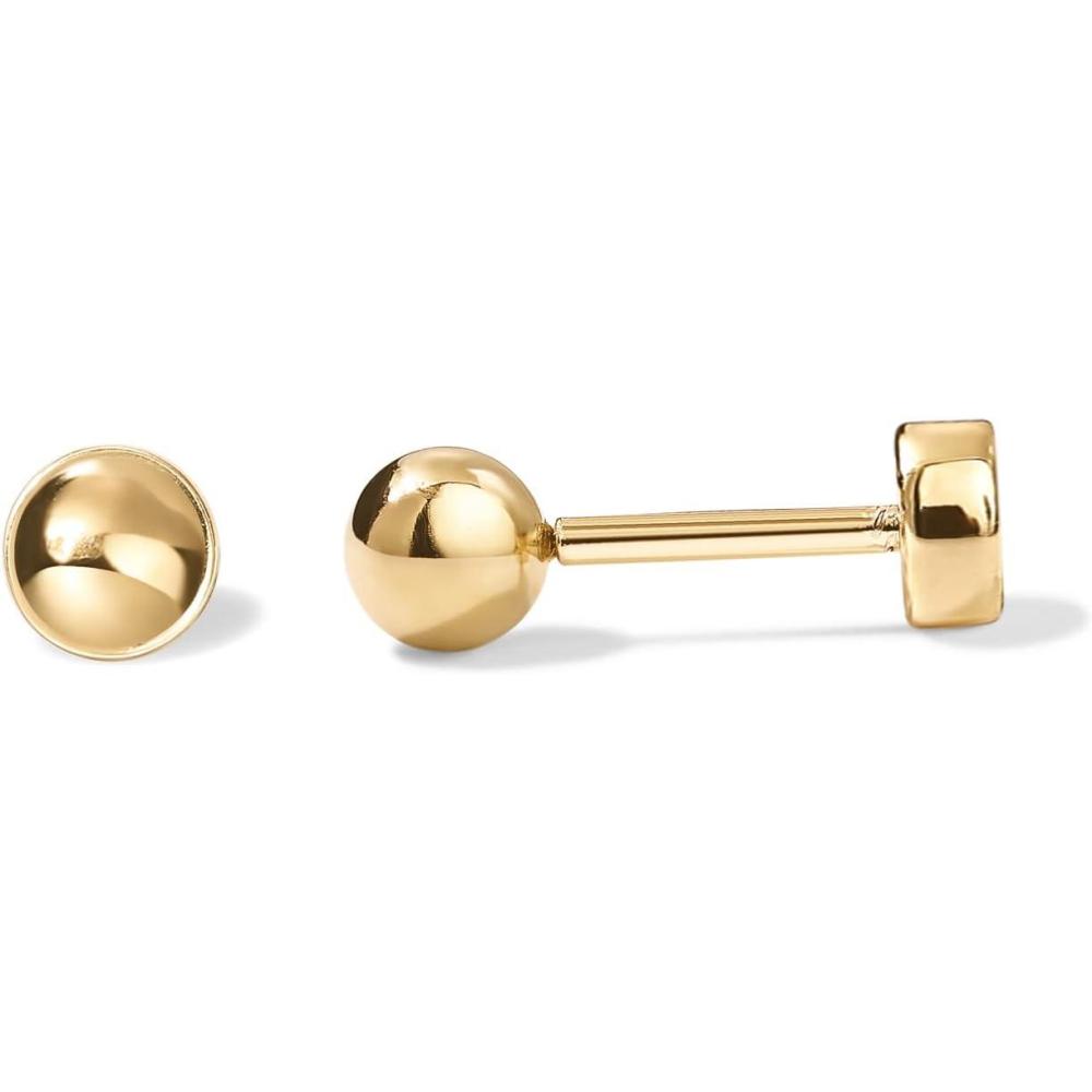 imagePAVOI 14K Gold Plated Solid 925 Sterling Silver Posts Dainty Ball Stud Flatback Earrings for Women  Cartilage Helix Piercing Jewelry  Small Screwbacks Stud Earrings for WomenYellow Gold