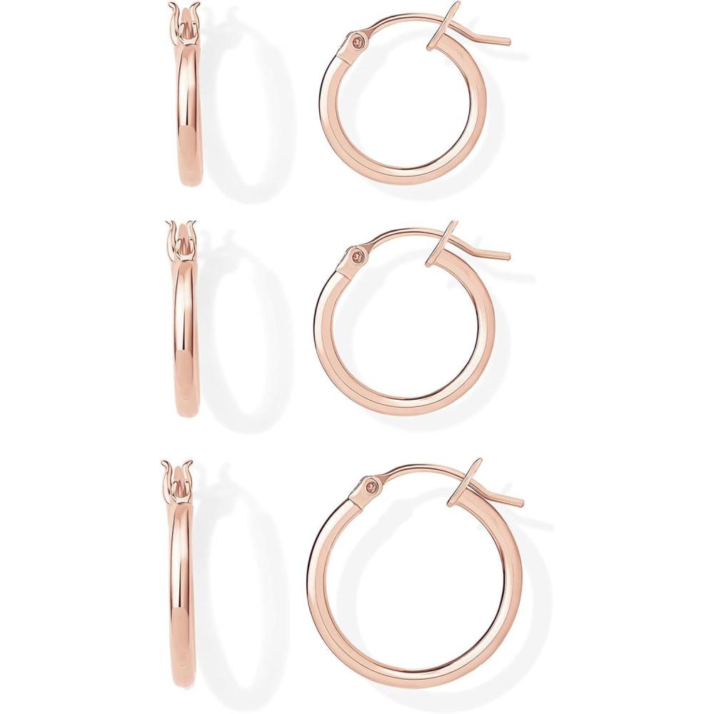 imagePAVOI 18K Gold Plated 925 Sterling Silver Posts Small Hoop Earrings for Women  Trendy Geometric Plain Chunky Huggie Earscape Piercing Pack  Everyday Gold Hoop Earrings SetThin Hoops