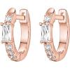 PAVOI 14K Gold Plated 925 Sterling Silver Post Cubic Zirconia Huggie Earrings | Small Gold Hoop Earrings for Women | CZ Stud Cuff Earring(Rose Gold)