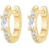 PAVOI 14K Gold Plated 925 Sterling Silver Post Cubic Zirconia Huggie Earrings | Small Gold Hoop Earrings for Women | CZ Stud Cuff Earring(Yellow Gold)