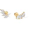PAVOI 14K Gold Plated 925 Sterling Silver Post Navette CZ Crawler Flat Back Earrings for Women | Small Cartilage Cubic Zirconia Stud Earring | Helix Piercing Jewelry(Yellow Gold)