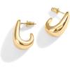 PAVOI 14K Gold Plated 925 Sterling Silver Post Statement Huggie Earrings | Gold Dome Hoop Earrings for Women(Yellow Gold)