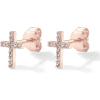 PAVOI 14K Gold Plated 925 Sterling Silver Posts Cross Earrings for Women | Small Religious Faith Cubic Zirconia Cross Studs Huggies Earrings(Rose Gold)