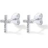 PAVOI 14K Gold Plated 925 Sterling Silver Posts Cross Earrings for Women | Small Religious Faith Cubic Zirconia Cross Studs Huggies Earrings(White Gold)