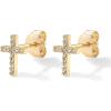 PAVOI 14K Gold Plated 925 Sterling Silver Posts Cross Earrings for Women | Small Religious Faith Cubic Zirconia Cross Studs Huggies Earrings(Yellow Gold)