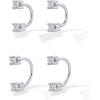 PAVOI 14K Gold Plated 925 Sterling Silver Posts Double Half Huggie Earring Jacket Pack for Women – Gold Statement Loop Hoop Earring Set – Heart Ball Cubic Zirconia Screwback Studs(Cubic Zirconia)
