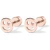 PAVOI 14K Gold Plated 925 Sterling Silver Posts Pair of Flat Back Stud Earrings for Women | Cartilage Helix Piercing | Heart Moon Snake Smiley Butterfly Yin and Yang North Star Earring(Smiley)