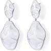 PAVOI 14K Gold Plated 925 Sterling Silver Posts Teardrop Statement Dangle Earrings | Lightweight Hammered Drop Dangle Earrings for Women(White Gold)