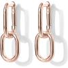 PAVOI 14K Gold Plated Convertible Paperclip Earrings for Women – Trendy Paper Clip Link Huggie Hoop Earrings – Chain Link Drop Dangle Hoops with Cubic Zirconia – Two-Toned Statement Jewelry(Rose Gold)