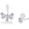 PAVOI 14K Gold Plated Cubic Zirconia Earrings Jacket for Women – 925 Sterling Silver Posts Dainty CZ Front and Back Double Studs – Statement Ear Jacket Earrings for Women(White Gold)
