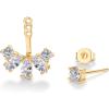 PAVOI 14K Gold Plated Cubic Zirconia Earrings Jacket for Women – 925 Sterling Silver Posts Dainty CZ Front and Back Double Studs – Statement Ear Jacket Earrings for Women(Yellow Gold)