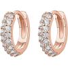 PAVOI 14K Gold Plated Cubic Zirconia Huggie Hoop Earrings for Women – 925 Sterling Silver Posts Small Round Huggies Stud Earrings for Women(Rose Gold)