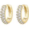 PAVOI 14K Gold Plated Cubic Zirconia Huggie Hoop Earrings for Women – 925 Sterling Silver Posts Small Round Huggies Stud Earrings for Women(Yellow Gold)