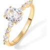 PAVOI 14K Gold Plated Engagement Ring for Women – Cubic Zirconia Wedding Band for Women – Oval Women’s Fake Engagement Ring(Yellow Gold)