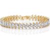PAVOI 14K Gold Plated Marquise Cut Tennis Bracelet for Women – Cubic Zirconia Gold Tennis Bracelets for Women – Delicate Marquise CZ Bridal Jewelry for Wedding(Yellow Gold)