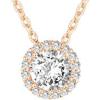PAVOI 14K Gold Plated Post Faux Diamond Round Solitaire Pendant Halo Necklace | Gold Necklace for Women | Slider Adjustable(Rose Gold)
