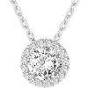 PAVOI 14K Gold Plated Post Faux Diamond Round Solitaire Pendant Halo Necklace | Gold Necklace for Women | Slider Adjustable(White Gold)