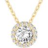 PAVOI 14K Gold Plated Post Faux Diamond Round Solitaire Pendant Halo Necklace | Gold Necklace for Women | Slider Adjustable(Yellow Gold)