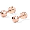 PAVOI 14K Gold Plated Solid 925 Sterling Silver Posts Dainty Ball Stud Flatback Earrings for Women – Cartilage Helix Piercing Jewelry – Small Screwbacks Stud Earrings for Women(Rose Gold)