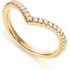 PAVOI 14K Gold Plated Sparkling Wishbone ‘V’ Ring for Women with Cubic Zirconia(Yellow Gold)