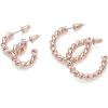 PAVOI 14K Gold Plated Twisted Rope Round Hoop Earrings in Rose, White and Yellow Gold(Rose Gold)