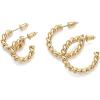 PAVOI 14K Gold Plated Twisted Rope Round Hoop Earrings in Rose, White and Yellow Gold(Yellow Gold)