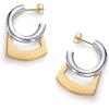 PAVOI 14K Gold Plated and Rhodium Plated Two Tone Multihoop Double Hoop Geometric Earrings for Women | Mixed Metals Huggie Multi Earring Statement Pair(Geometric)