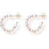 PAVOI 14K Gold-Plated Classic Pearl Hoop Earrings for Women | Freshwater Pearl Earring Pair(Pearls & Gold Discs)