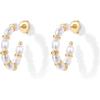 PAVOI 14K Gold-Plated Classic Pearl Hoop Earrings for Women | Freshwater Pearl Earring Pair(Pearls & Gold Discs)