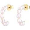 PAVOI 14K Gold-Plated Classic Pearl Hoop Earrings for Women | Freshwater Pearl Earring Pair(Round Pearls)