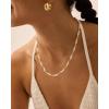 PAVOI 14K-18K Gold Plated Dainty Pearl Necklaces for Women – Station Beaded Choker Paperclip Chain Gold Pearl Necklace Bridal Jewelry(White Gold)