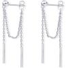 PAVOI 18K Gold Plated 925 Sterling Silver Posts Drop Dangle Chain Earrings for Women | Dangling Chain Studs | Cubic Zirconia Ball Threader Earscapes Earrings(White Gold)