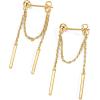 PAVOI 18K Gold Plated 925 Sterling Silver Posts Drop Dangle Chain Earrings for Women | Dangling Chain Studs | Cubic Zirconia Ball Threader Earscapes Earrings(Yellow Gold)