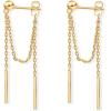 PAVOI 18K Gold Plated 925 Sterling Silver Posts Drop Dangle Chain Earrings for Women | Dangling Chain Studs | Cubic Zirconia Ball Threader Earscapes Earrings(Yellow Gold)