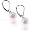 PAVOI Handpicked AAA+ Quality Freshwater Cultured Pearl Earrings Leverback Dangle Stud Pearl Earrings(White Gold)